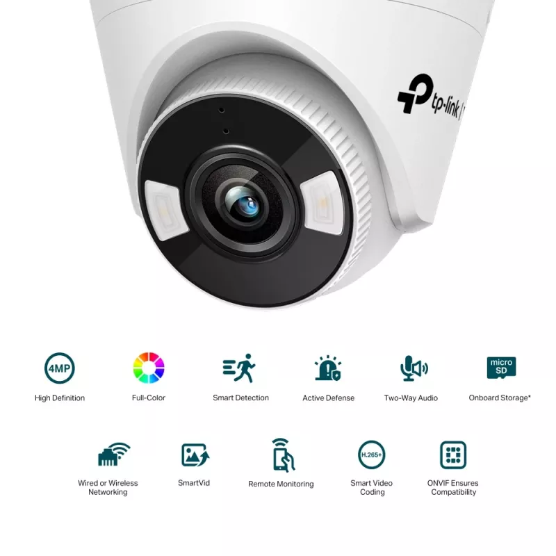 TP-Link VIGI C440 (2.8 mm) kupolveida IP drošības kamera, 4 MP, pilnkrāsu, iekštelpām un ārtelpām, griestu montāžai