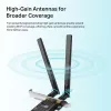 TP-Link AX1800 Wi-Fi 6 Bluetooth 5.2 PCIe Adapter, iekšējais, bezvadu, PCI Express, WLAN / Bluetooth, 1800 Mbit/s, melns