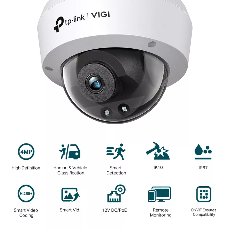 IP drošības kamera TP-Link VIGI 4MP IR kupola kamera (VIGI C240I(4MM))