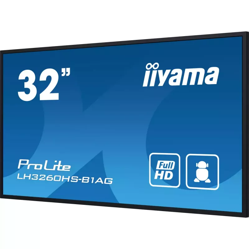 iiyama LH3260HS-B1AG Signālu displejs 80 cm (31.5 collas) LED Wi-Fi 500 cd/m² Full HD Melns ar iebūvētu procesoru Android 11 24/7