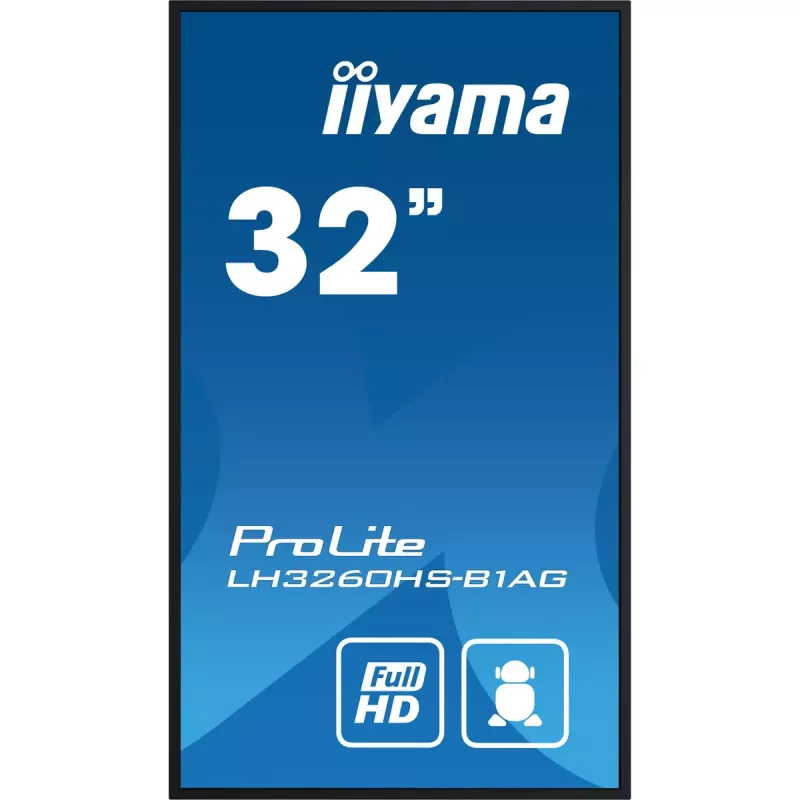 iiyama LH3260HS-B1AG Signālu displejs 80 cm (31.5 collas) LED Wi-Fi 500 cd/m² Full HD Melns ar iebūvētu procesoru Android 11 24/7