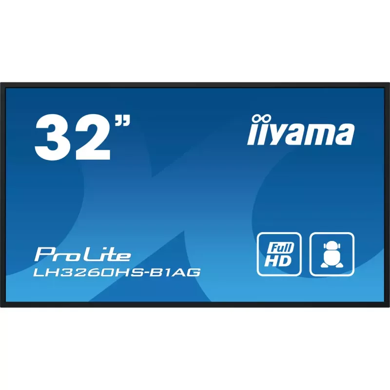 iiyama LH3260HS-B1AG Signālu displejs 80 cm (31.5 collas) LED Wi-Fi 500 cd/m² Full HD Melns ar iebūvētu procesoru Android 11 24/7