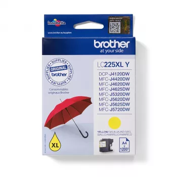 Brother LC225XLY dzeltena tintes kasetne 1 gab. Original High (XL) Raža Dzeltena