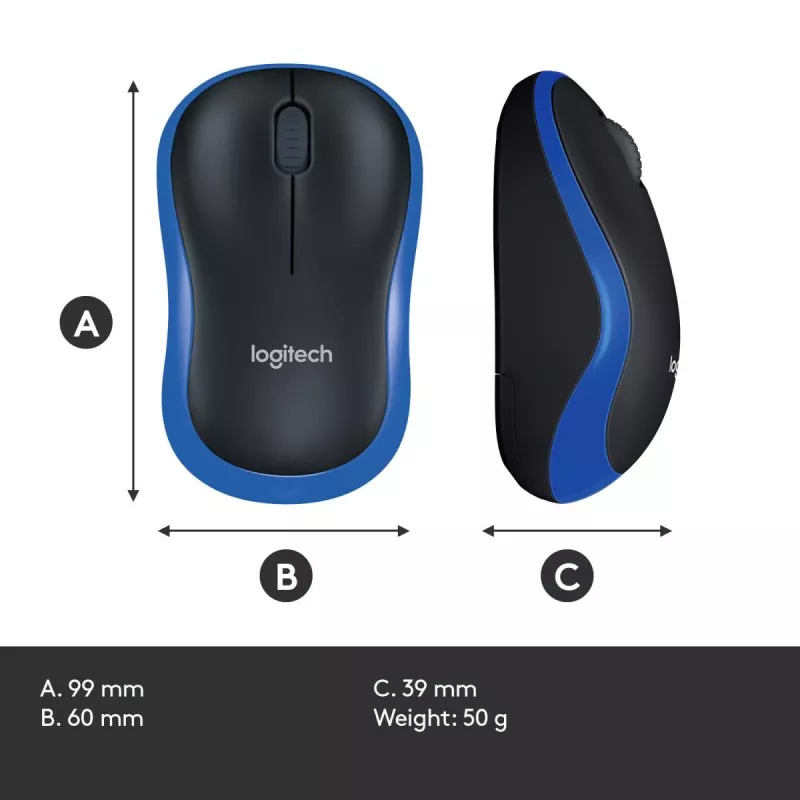 LOGITECH Bezvadu pele M185 Zila