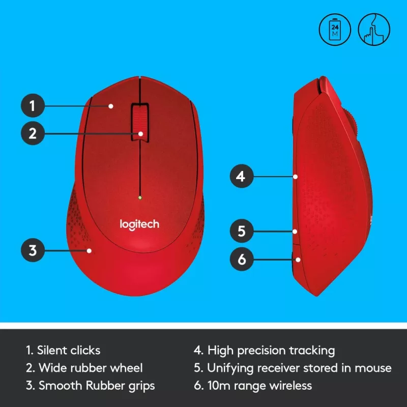 Logitech M330 Silent Plus sarkanā krāsā