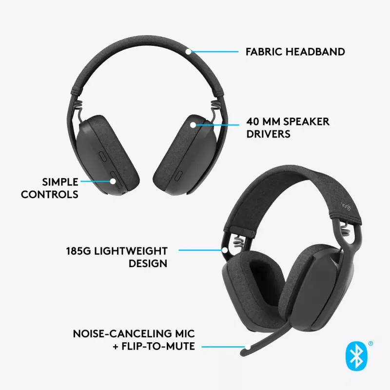 LOGITECH Zone Vibe 100 - Bezvadu Bluetooth austiņas - Grafīts