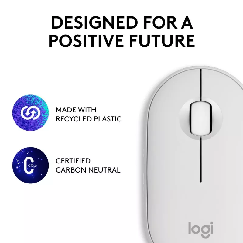Pele Logitech M350S Balta USB optiska bezvadu