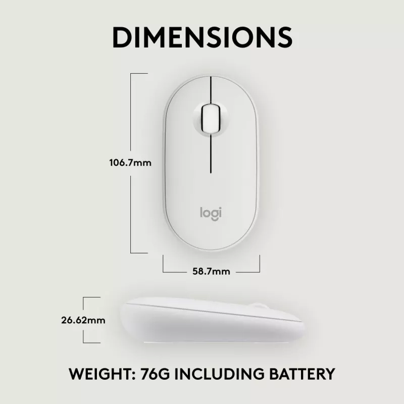 Pele Logitech M350S Balta USB optiska bezvadu