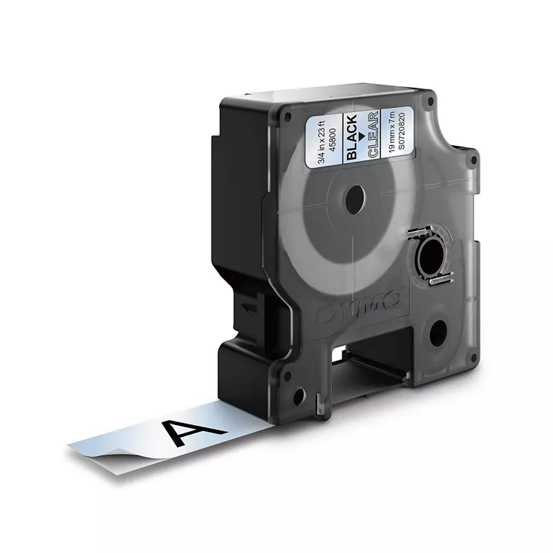 DYMO Authentic D1 etiķetes | Melns uz caurspīdīgas lentes | 19 mm x 7 m | Pašlīmējošas etiķetes LabelManager marķētājiem | Ražotas Eiropā