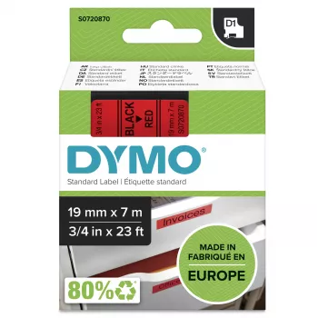 DYMO Authentic D1 Lentes | Melns Uzraksts Uz Sarkanas Lentes | 19 mm x 7 m | Pašlīmējošās Lentes LabelManager Marķētājiem | Ražots Eiropā
