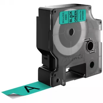 DYMO D1 etiķetes | Melns drukājums uz zaļas lentes | 19 mm x 7 m | Pašlīmējošas etiķetes LabelManager marķētājiem