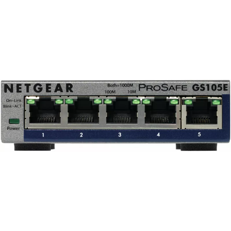 NETGEAR GS105E-200PES tīkla slēdzis, pārvaldāms L2/L3, Gigabit Ethernet (10/100/1000), pelēks