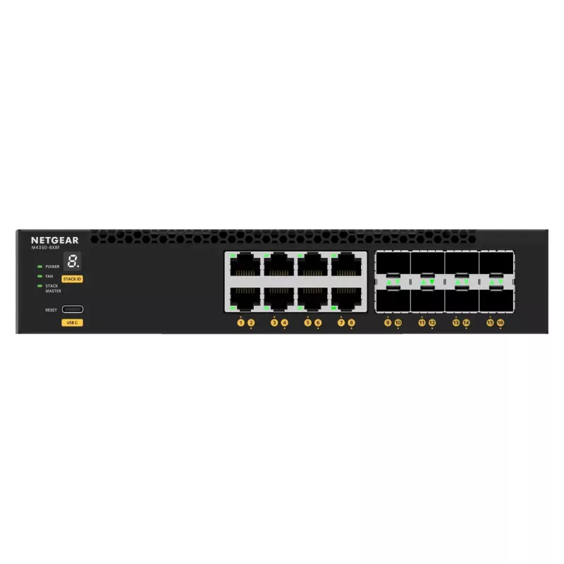 NETGEAR M4350-8X8F Pārvaldāms L3 10G Ethernet (100/1000/10000) 1U Melns