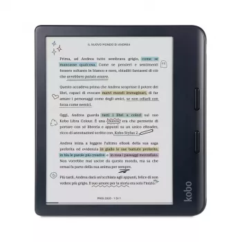 E-grāmatu lasītājs Kobo Libra Colour 7 collu E Ink Kaleido, 32 GB, 1264×1680, Wi‑Fi, Bluetooth, Ūdensizturīgs, USB‑C