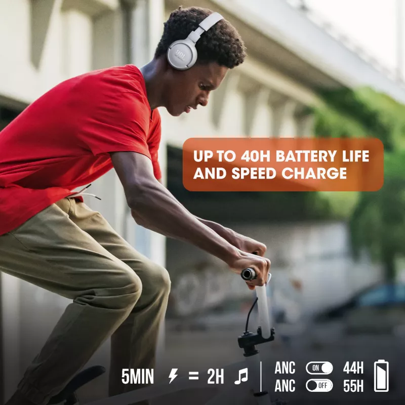 JBL Tune 510BT bezvadu austiņas uz ausīm, Bluetooth, sarunām/mūzikai, baltas