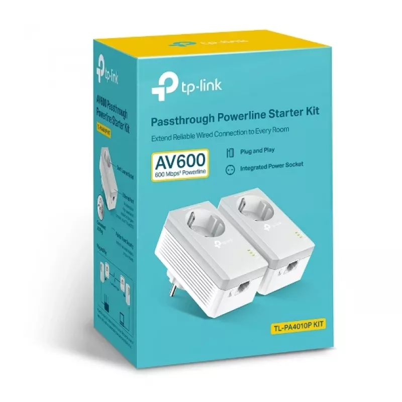 TP-Link TL-PA4010PKIT Passthrough Powerline 600 Starter komplekts, 600 Mbit/s
