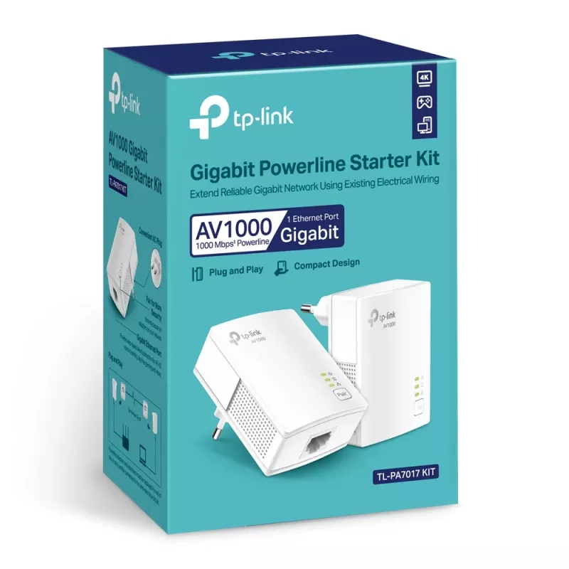 TP-Link TL-PA7017 KIT PowerLine tīkla adapteris 1000 Mbit/s Ethernet LAN Balts 2 gab.