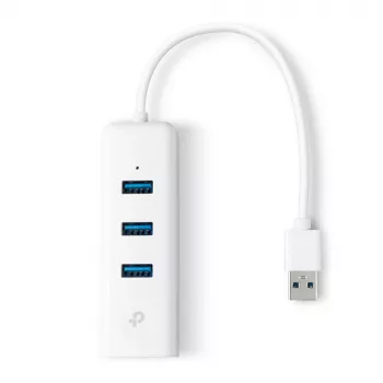 TP-Link UE330 USB 3.0 centrmezgls ar Gigabit Ethernet, balts