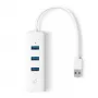 TP-Link UE330 USB 3.0 centrmezgls ar Gigabit Ethernet, balts