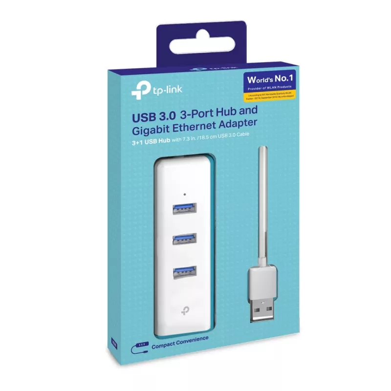 TP-Link UE330 USB 3.0 centrmezgls ar Gigabit Ethernet, balts