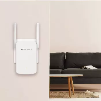 Bezvadu tīkla diapazona paplašinātājs MERCUSYS ME30 AC1200 — divjoslu 802.11b/g, 2 ārējās antenas, 1x RJ-45