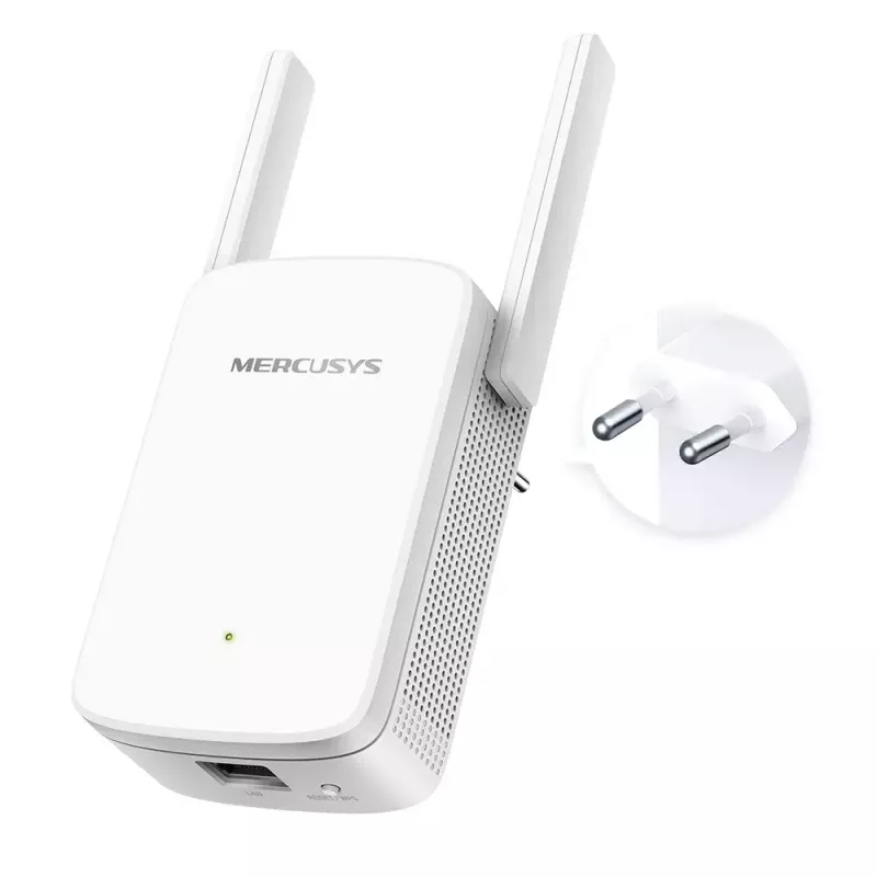 Bezvadu tīkla diapazona paplašinātājs MERCUSYS ME30 AC1200 — divjoslu 802.11b/g, 2 ārējās antenas, 1x RJ-45