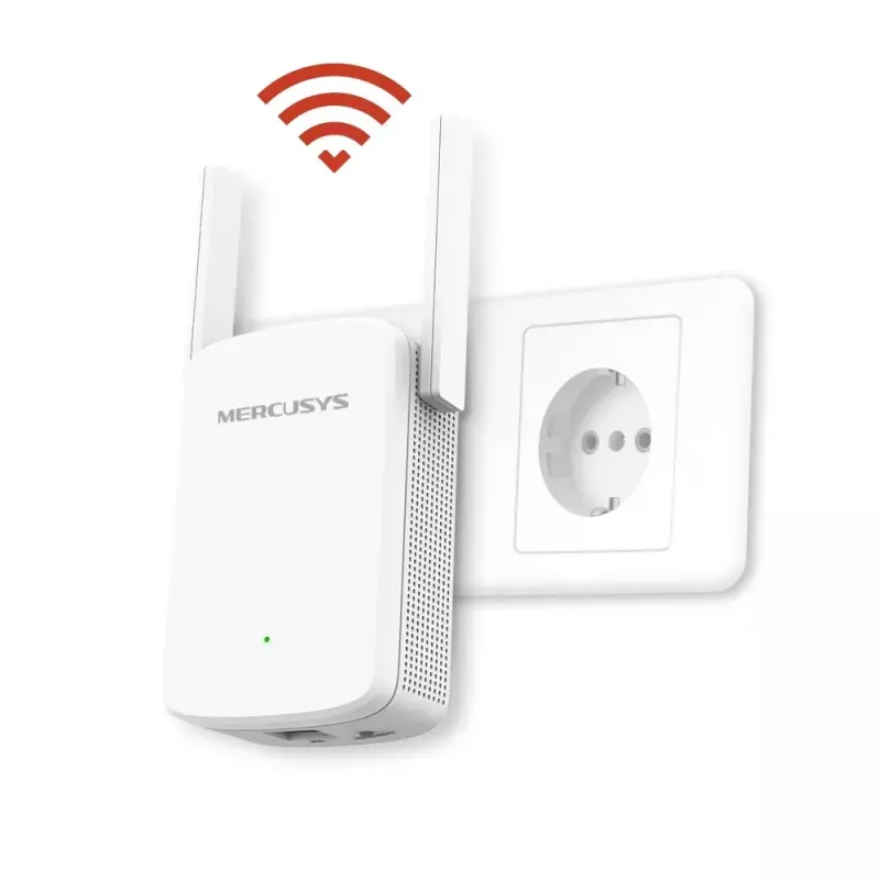 Bezvadu tīkla diapazona paplašinātājs MERCUSYS ME30 AC1200 — divjoslu 802.11b/g, 2 ārējās antenas, 1x RJ-45