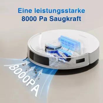 Robotputekļsūcējs Ecovacs DEEBOT N20 — LDS navigācija, 8000 Pa, 5200 mAh, 300 min darbība, OZMO slaucīšana, 0,4 L putekļu tvertne, balts