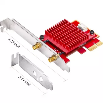 Iekšējā WLAN/Bluetooth PCIe tīkla karte Cudy WE3000S — Tri-band 2.4/5/6 GHz, Intel AX210, Bluetooth 5.2, 2400 Mbps, Full-height/Low-profile
