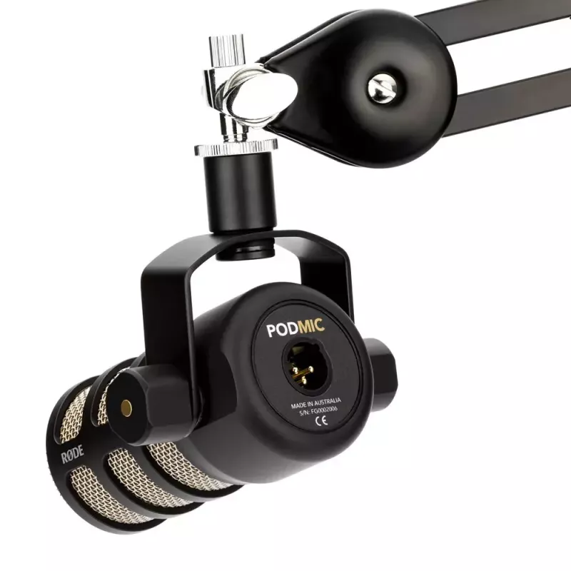 Dinamiskais mikrofons RØDE PodMic — kardioīds, XLR-3, 20–20 000 Hz, balansēta izeja, 937 g, melns