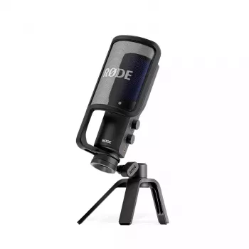 Kondensatora USB PC mikrofons RØDE NT-USB+ — kardioīds, 24 biti/48 kHz, 20–20000 Hz, 3.5 mm austiņu izeja, USB-C, melns