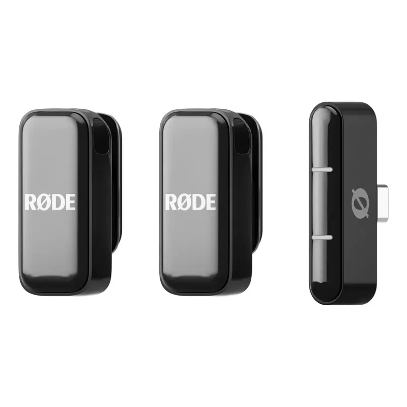 Bezvadu piespraužamais mikrofons Rode Wireless Micro Black — omnidirekcionāls, 100 m darbības rādiuss, 7 h akumulators, 48 kHz/24-bit