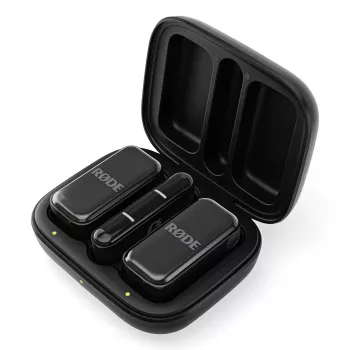 Bezvadu piespraužamais mikrofons Rode Wireless Micro Black — omnidirekcionāls, 100 m darbības rādiuss, 7 h akumulators, 48 kHz/24-bit