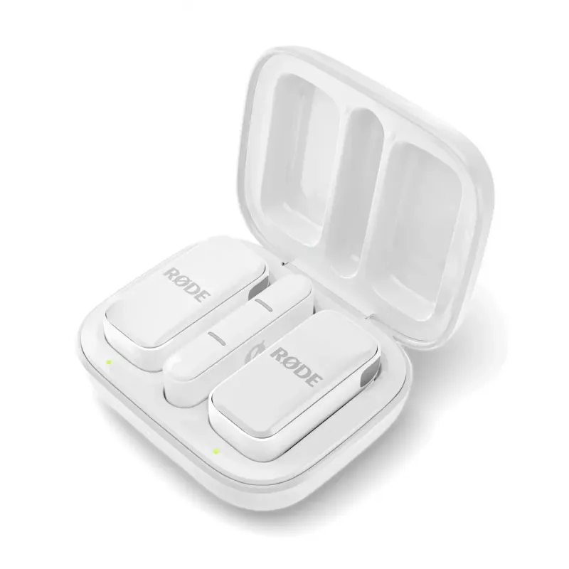 Klipša mikrofons RØDE Wireless Micro — bezvadu USB lavaljē, 20–20000 Hz, 24-bit, 100 m diapazons, balts
