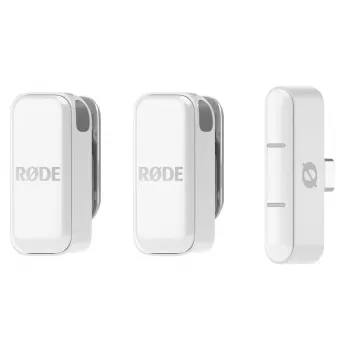 Klipša mikrofons RØDE Wireless Micro — bezvadu USB lavaljē, 20–20000 Hz, 24-bit, 100 m diapazons, balts