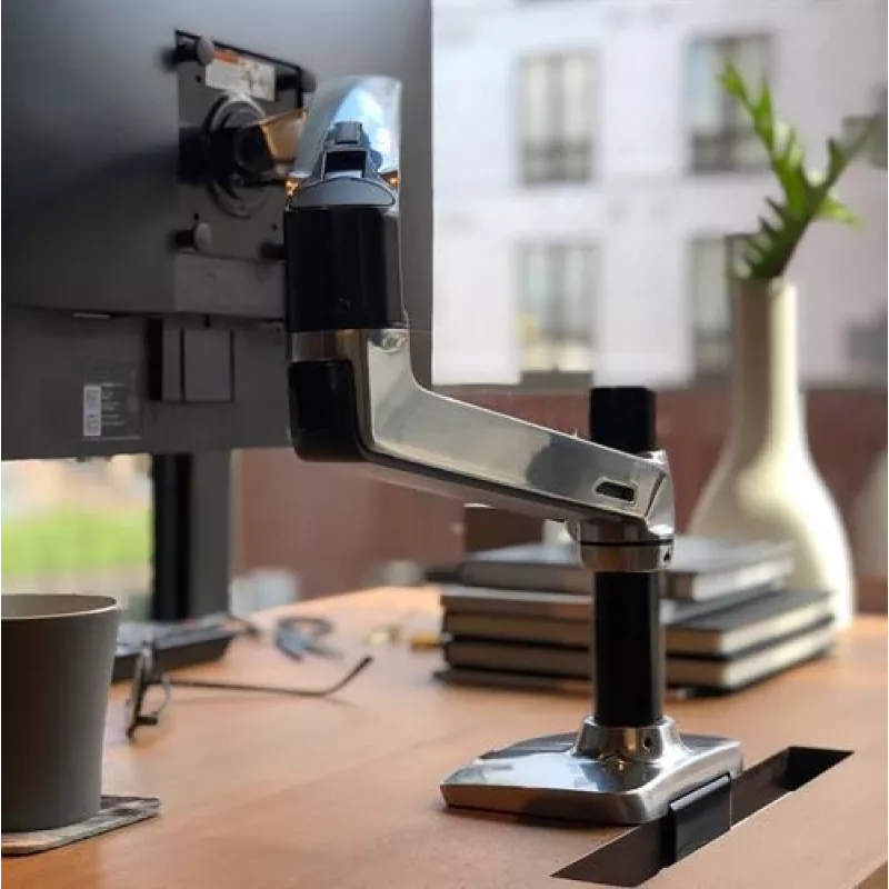 Ergotron LX galda monitora statīvs ar locītavu sviru, pulēts alumīnijs
