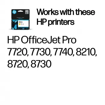HP 953 Yellow Original Ink Cartridge, dzeltena, 1 gab., 630 lapas