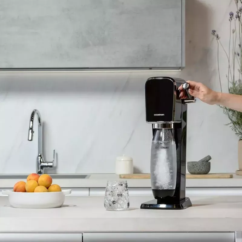 Sodas ražotājs SodaStream ART Black Steel 1L oglekļa dioksīda balons 60L