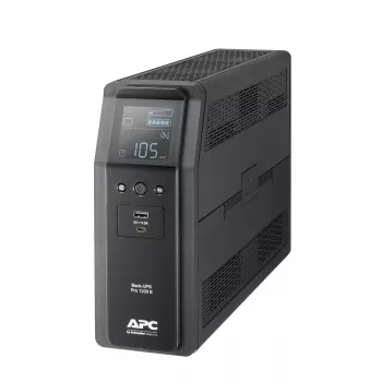 APC Back-UPS Pro 1200VA/720W torņveida UPS, 230V, 8x IEC C13, tīrs sinusoidāls vilnis, AVR, USB A+C, LCD, nomaināms akumulators