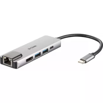 D-Link 5-in-1 USB-C centrmezgls ar HDMI/Ethernet un Power Delivery