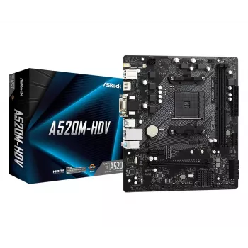 Mātesplate ASRock A520M-HDV AM4 AMD A520 2 x DDR4 USB 3.2 SATA 3 7.1ch HD Audio mATX