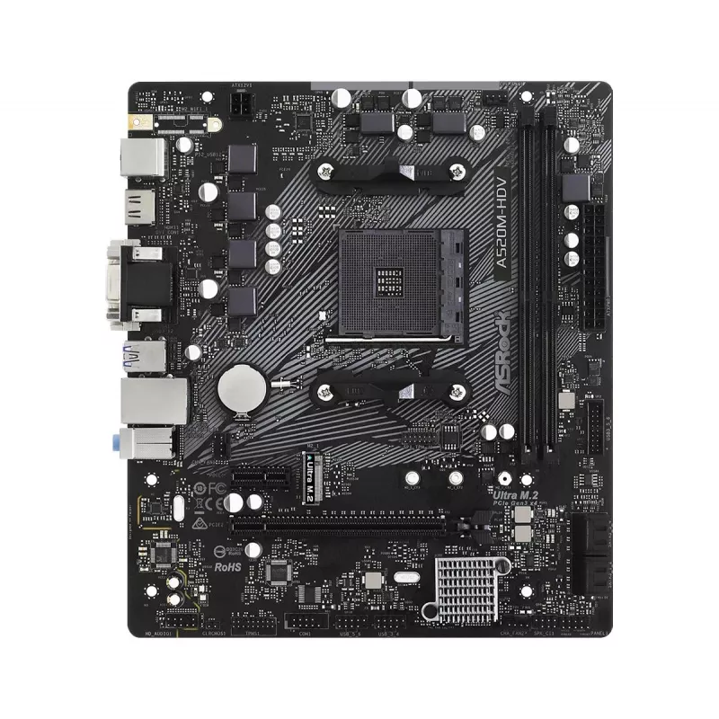 Mātesplate ASRock A520M-HDV AM4 AMD A520 2 x DDR4 USB 3.2 SATA 3 7.1ch HD Audio mATX
