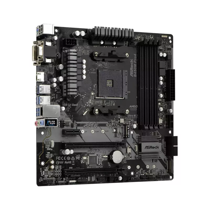 Mātesplate ASRock B450M PRO4 AMD B450 Socket AM4 micro ATX