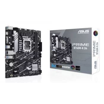 Mātesplate ASUS PRIME B760M-K D4 — Intel B760, LGA 1700, Micro ATX, 2x DDR4 DIMM, 64 GB, M.2, SATA III, 2.5Gb Ethernet