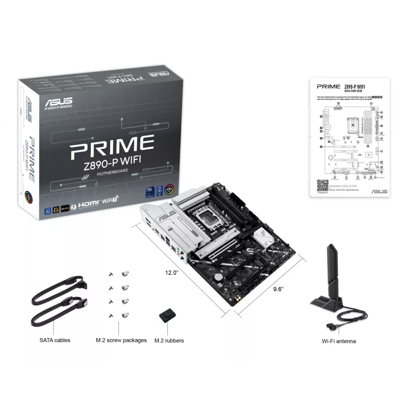 Mātesplate ASUS PRIME Z890-P WIFI Intel Z890 LGA 1851 ATX, DDR5, 4x DIMM, 4x M.2, Wi-Fi 7, 2.5Gb LAN