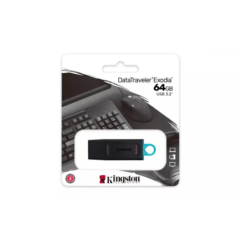 Kingston DataTraveler Exodia USB 3.2 zibatmiņa 64 GB melna/tirkīza