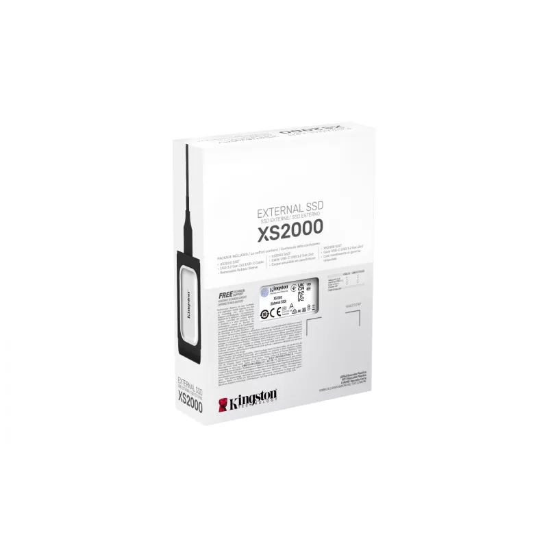 Kingston XS2000 portatīvais SSD, 1 TB, USB 3.2 Gen 2x2, 2000 MB/s, melns/sudrabs