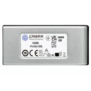 Kingston XS2000 500GB portatīvais SSD, USB-C 3.2 Gen 2x2, 2000 MB/s, melns/sudrabs