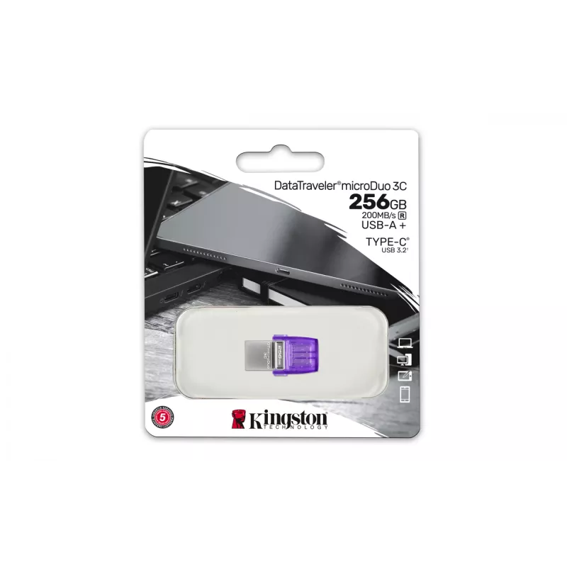 Kingston DataTraveler microDuo 3C 256GB USB 3.2 zibs piedziņa ar USB-A un USB-C