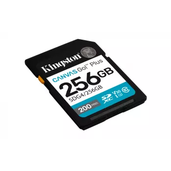 SDXC Kingston Canvas Go Plus 256GB UHS-I U3/V30, lasīšana 200 MB/s, rakstīšana 160 MB/s